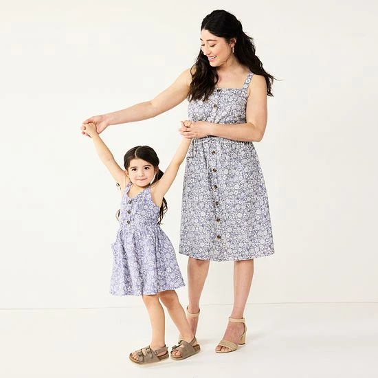 Women's Sonoma Goods For Life® Print Button-Front Tank Dress Blue Floral 5 Women's Sonoma Goods For Life® Print Button-Front Tank Dress Blue Floral - Image 3