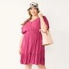 Plus Size Sonoma Goods For Life® Ruffle-Sleeve Flounce-Hem Dress Mauve -Sonoma Goods For Life shop unnamed file 10245