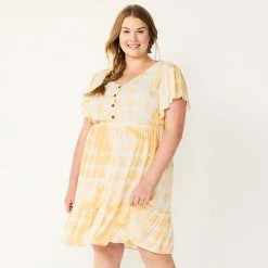 Plus Size Sonoma Goods For Life® Ruffle-Sleeve Flounce-Hem Dress Mauve -Sonoma Goods For Life shop unnamed file 10248