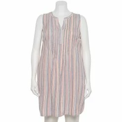 Plus Size Sonoma Goods For Life® Pintuck Linen-Blend Dress Blue Happy Stripe -Sonoma Goods For Life shop unnamed file 10317