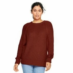 Women's Sonoma Goods For Life® All Over Stitch Crewneck Sweater Mauve