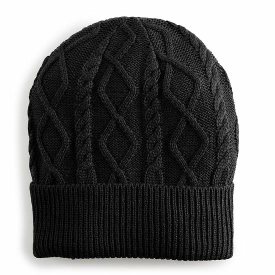 Sonoma Goods For Life® Diamond Cable Men's Beanie Black 4 Sonoma Goods For Life® Diamond Cable Men's Beanie Black - Image 2