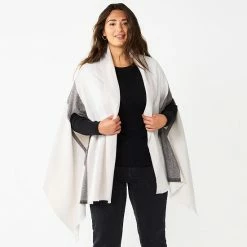 Women's Sonoma Goods For Life® Stripe Blanket Wrap Topper Neutral