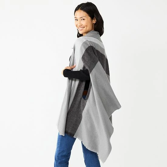 Women's Sonoma Goods For Life® Stripe Blanket Wrap Topper Neutral 4 Women's Sonoma Goods For Life® Stripe Blanket Wrap Topper Neutral - Image 2