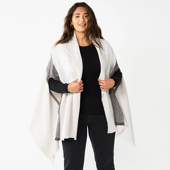 Women's Sonoma Goods For Life® Stripe Blanket Wrap Topper Neutral 5 Women's Sonoma Goods For Life® Stripe Blanket Wrap Topper Neutral - Image 3