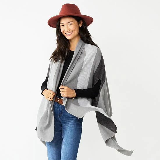 Women's Sonoma Goods For Life® Stripe Blanket Wrap Topper Neutral 6 Women's Sonoma Goods For Life® Stripe Blanket Wrap Topper Neutral - Image 4