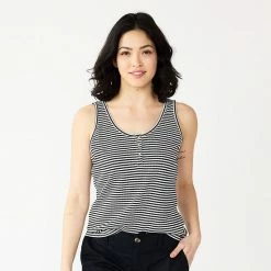 Women's Sonoma Goods For Life® Striped Henley Tank Green Cream Stripe -Sonoma Goods For Life shop unnamed file 10544