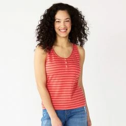 Women's Sonoma Goods For Life® Striped Henley Tank Green Cream Stripe -Sonoma Goods For Life shop unnamed file 10546