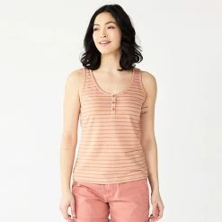 Women's Sonoma Goods For Life® Striped Henley Tank Green Cream Stripe -Sonoma Goods For Life shop unnamed file 10547