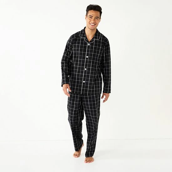 Men's Sonoma Goods For Life® Brushed Poplin Pajama Set White Fashion Plaid 5 Men's Sonoma Goods For Life® Brushed Poplin Pajama Set White Fashion Plaid - Image 3
