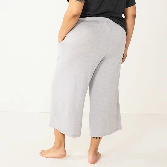 Plus Size Sonoma Goods For Life® Truly Soft Wide-Leg Cropped Pajama Pants Iconic Grey 4 Plus Size Sonoma Goods For Life® Truly Soft Wide-Leg Cropped Pajama Pants Iconic Grey - Image 2