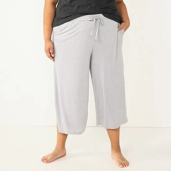 Plus Size Sonoma Goods For Life® Truly Soft Wide-Leg Cropped Pajama Pants Iconic Grey 6 Plus Size Sonoma Goods For Life® Truly Soft Wide-Leg Cropped Pajama Pants Iconic Grey - Image 4