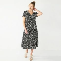 Petite Sonoma Goods For Life® Button Front Tiered Midi Dress Pink Floral 12 Petite Sonoma Goods For Life® Button Front Tiered Midi Dress Pink Floral -Sonoma Goods For Life shop unnamed file 10684