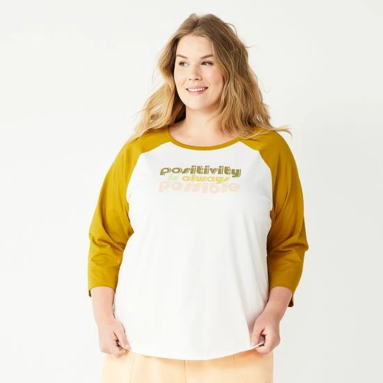 Plus Size Sonoma Goods For Life® Three Quarter Sleeve Baseball Graphic Tee Red Love Always 3 Plus Size Sonoma Goods For Life® Three Quarter Sleeve Baseball Graphic Tee Red Love Always