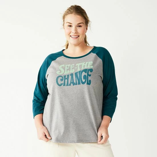 Plus Size Sonoma Goods For Life® Three Quarter Sleeve Baseball Graphic Tee Red Love Always 10 Plus Size Sonoma Goods For Life® Three Quarter Sleeve Baseball Graphic Tee Red Love Always - Image 8