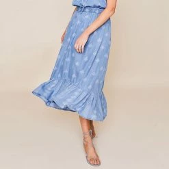 Women's Sonoma Goods For Life® X Lauren Lane Pull-On Tiered Skirt Chambray Discharge