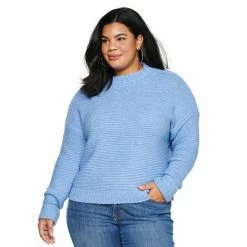 Plus Size Sonoma Goods For Life® X Lauren Lane Mockneck Sweater Blue -Sonoma Goods For Life shop unnamed file 10848