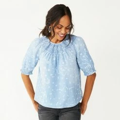 Women's Sonoma Goods For Life® Elbow Smock Neck Top Blue Geo Floral 13 Women's Sonoma Goods For Life® Elbow Smock Neck Top Blue Geo Floral -Sonoma Goods For Life shop unnamed file 10857