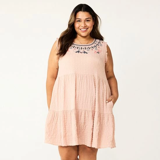 Plus Size Sonoma Goods For Life® Puckered Tiered Dress Aqua 5 Plus Size Sonoma Goods For Life® Puckered Tiered Dress Aqua - Image 3