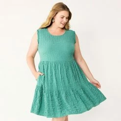 Plus Size Sonoma Goods For Life® Puckered Tiered Dress Aqua 14 Plus Size Sonoma Goods For Life® Puckered Tiered Dress Aqua -Sonoma Goods For Life shop unnamed file 10883