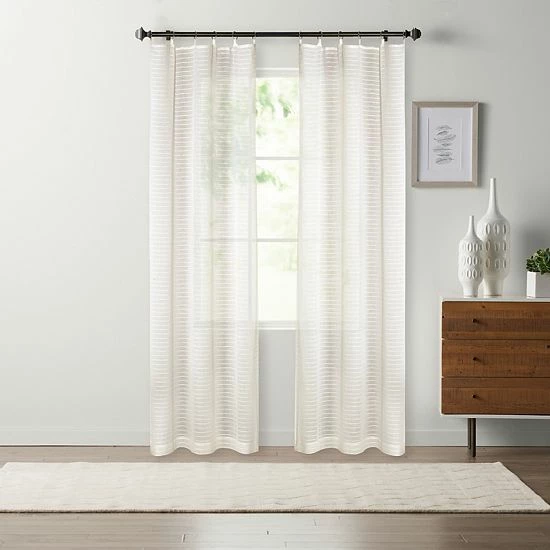 Sonoma Goods For Life® Ring Top Chenille Stripe Set Of 2 Window Curtain Panels 3 Sonoma Goods For Life® Ring Top Chenille Stripe Set Of 2 Window Curtain Panels