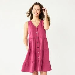 Petite Sonoma Goods For Life® Sleeveless Tiered Dress Berry -Sonoma Goods For Life shop unnamed file 10956