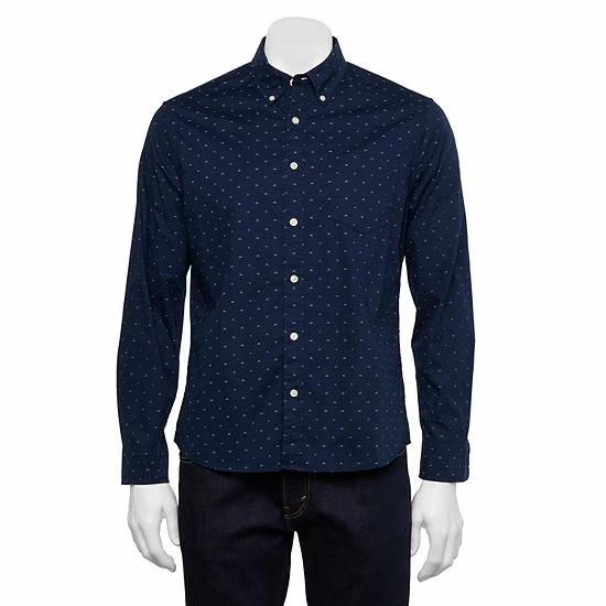 Men's Sonoma Goods For Life® Perfect Length Poplin Button-Down Shirt Sky Blue Check 6 Men's Sonoma Goods For Life® Perfect Length Poplin Button-Down Shirt Sky Blue Check - Image 4