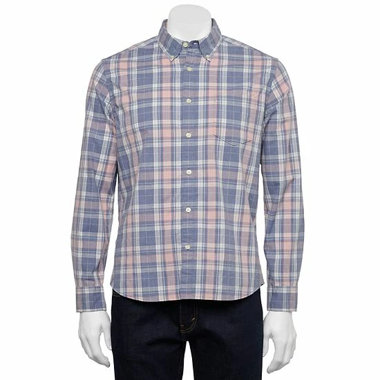 Men's Sonoma Goods For Life® Perfect Length Poplin Button-Down Shirt Sky Blue Check 7 Men's Sonoma Goods For Life® Perfect Length Poplin Button-Down Shirt Sky Blue Check - Image 5