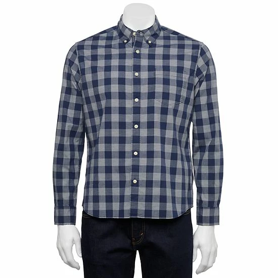 Men's Sonoma Goods For Life® Perfect Length Poplin Button-Down Shirt Sky Blue Check 8 Men's Sonoma Goods For Life® Perfect Length Poplin Button-Down Shirt Sky Blue Check - Image 6