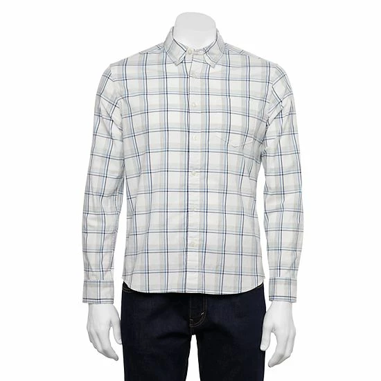 Men's Sonoma Goods For Life® Perfect Length Poplin Button-Down Shirt Sky Blue Check 11 Men's Sonoma Goods For Life® Perfect Length Poplin Button-Down Shirt Sky Blue Check - Image 9