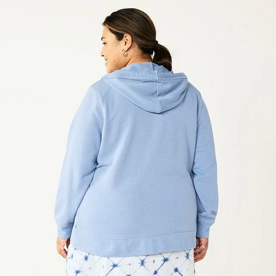 Plus Size Sonoma Goods For Life® Zip Hoodie Sweatshirt Pitch Black 4 Plus Size Sonoma Goods For Life® Zip Hoodie Sweatshirt Pitch Black - Image 2