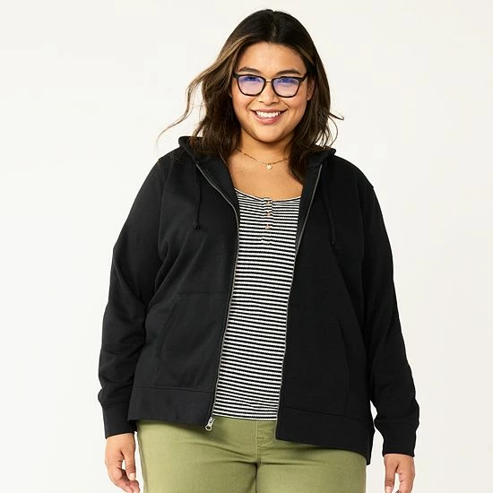 Plus Size Sonoma Goods For Life® Zip Hoodie Sweatshirt Pitch Black 5 Plus Size Sonoma Goods For Life® Zip Hoodie Sweatshirt Pitch Black - Image 3