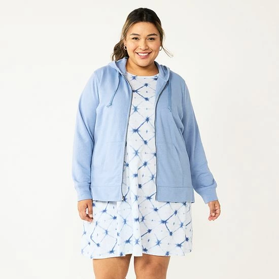 Plus Size Sonoma Goods For Life® Zip Hoodie Sweatshirt Pitch Black 6 Plus Size Sonoma Goods For Life® Zip Hoodie Sweatshirt Pitch Black - Image 4