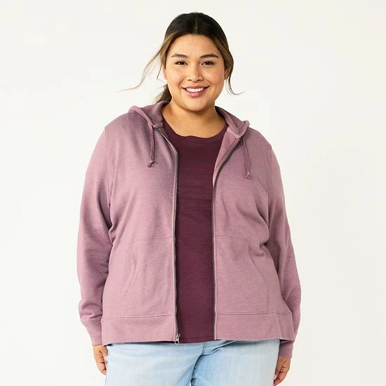 Plus Size Sonoma Goods For Life® Zip Hoodie Sweatshirt Pitch Black 7 Plus Size Sonoma Goods For Life® Zip Hoodie Sweatshirt Pitch Black - Image 5