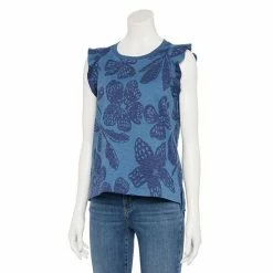 Petite Sonoma Goods For Life® French Terry Flutter-Sleeve Top Navy Floral