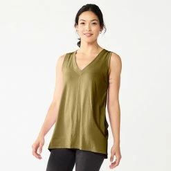 Women's Sonoma Goods For Life® Relaxed V-Neck Tank Olive -Sonoma Goods For Life shop unnamed file 11128