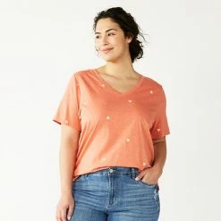 Petite Plus Size Sonoma Goods For Life® Everyday V-Neck Tee Coral Heart -Sonoma Goods For Life shop unnamed file 11138
