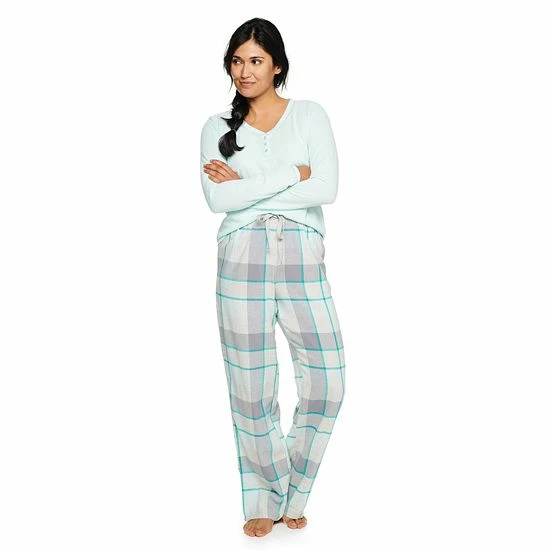 Petite Sonoma Goods For Life® Henley Pajama Top & Flannel Pajama Pants Set Red Charcoal Polar Bea 5 Petite Sonoma Goods For Life® Henley Pajama Top & Flannel Pajama Pants Set Red Charcoal Polar Bea - Image 3