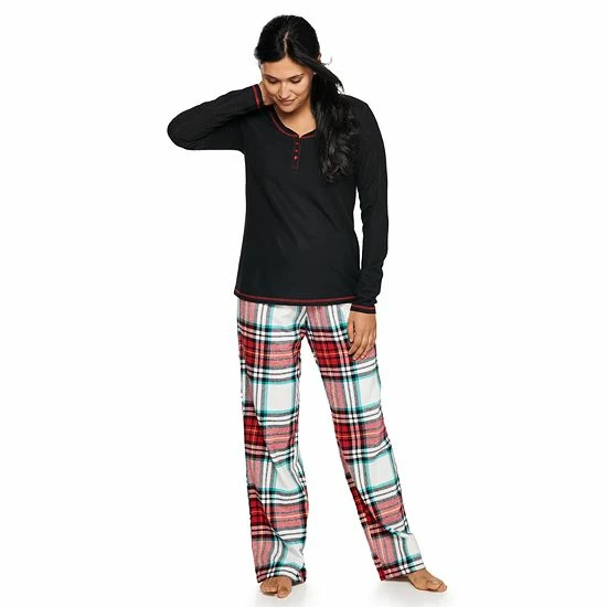 Petite Sonoma Goods For Life® Henley Pajama Top & Flannel Pajama Pants Set Red Charcoal Polar Bea 8 Petite Sonoma Goods For Life® Henley Pajama Top & Flannel Pajama Pants Set Red Charcoal Polar Bea - Image 6