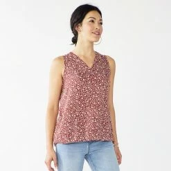 Petite Sonoma Goods For Life® Sleeveless V-Neck Top Tan Floral -Sonoma Goods For Life shop unnamed file 11181