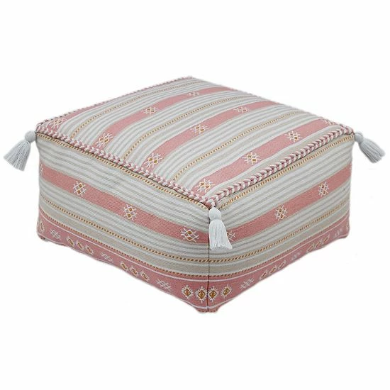 Sonoma Goods For Life® Coral Striped Geo Indoor / Outdoor Square Pouf 3 Sonoma Goods For Life® Coral Striped Geo Indoor / Outdoor Square Pouf