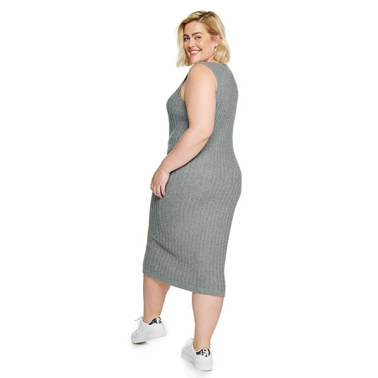 Plus Size Sonoma Goods For Life® X Lauren Lane Rib Sweater Dress Heather Gray 4 Plus Size Sonoma Goods For Life® X Lauren Lane Rib Sweater Dress Heather Gray - Image 2