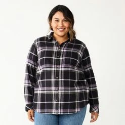 Plus Size Sonoma Goods For Life® Everyday Flannel Shirt Dark Green Blue Plaid -Sonoma Goods For Life shop unnamed file 1127