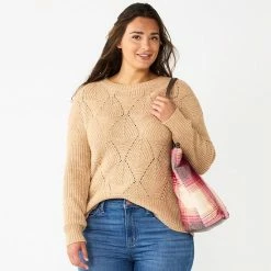 Women's Sonoma Goods For Life® Diamond Stitch Pullover Sweater Plum -Sonoma Goods For Life shop unnamed file 113