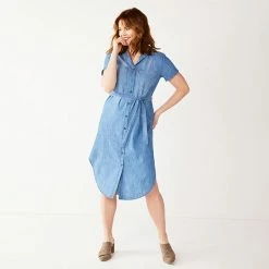 Petite Sonoma Goods For Life® Midi Shirtdress Black -Sonoma Goods For Life shop unnamed file 11318