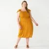 Plus Size Sonoma Goods For Life® Smocked Bodice Midi Dress Tan Multi Stripe
