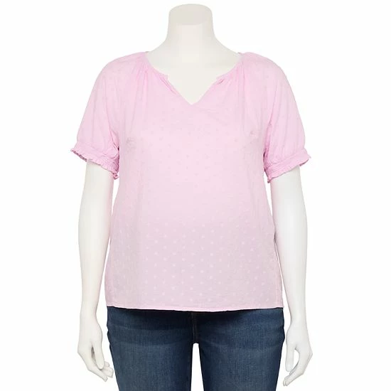 Plus Size Sonoma Goods For Life® Shirring V-Neck Top Black White Embroidery 6 Plus Size Sonoma Goods For Life® Shirring V-Neck Top Black White Embroidery - Image 4