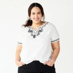 Plus Size Sonoma Goods For Life® Shirring V-Neck Top Black White Embroidery 12 Plus Size Sonoma Goods For Life® Shirring V-Neck Top Black White Embroidery -Sonoma Goods For Life shop unnamed file 11460