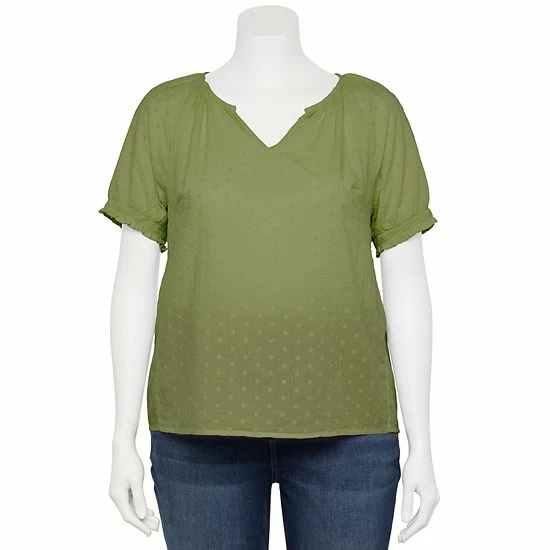 Plus Size Sonoma Goods For Life® Shirring V-Neck Top Black White Embroidery 8 Plus Size Sonoma Goods For Life® Shirring V-Neck Top Black White Embroidery - Image 6