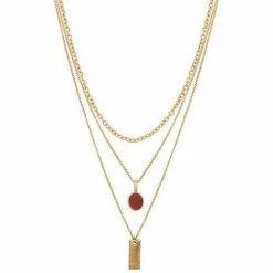 Sonoma Goods For Life® Gold Tone 3-Row Matte Enamel & Metal Multi-Strand Pendant Necklace